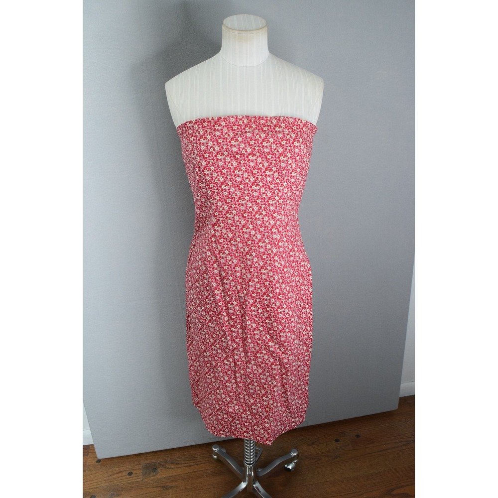 Hugo Buscati Red Floral Strapless Dress 4 Sundress Midi Dress Casual Red Y2K